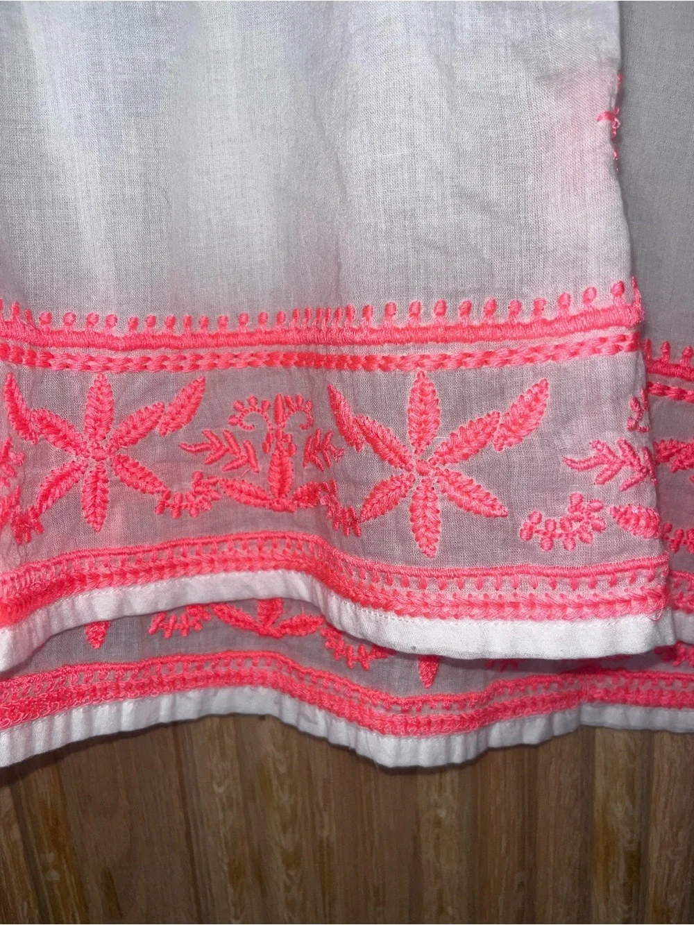 Accessorize White Tunic with Neon Coral Embroidery